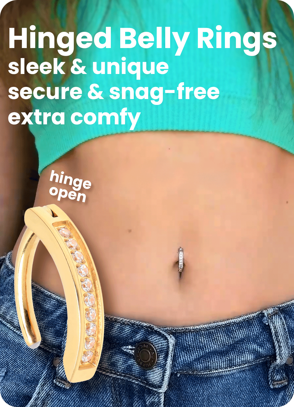 Hinged hoop belly rings