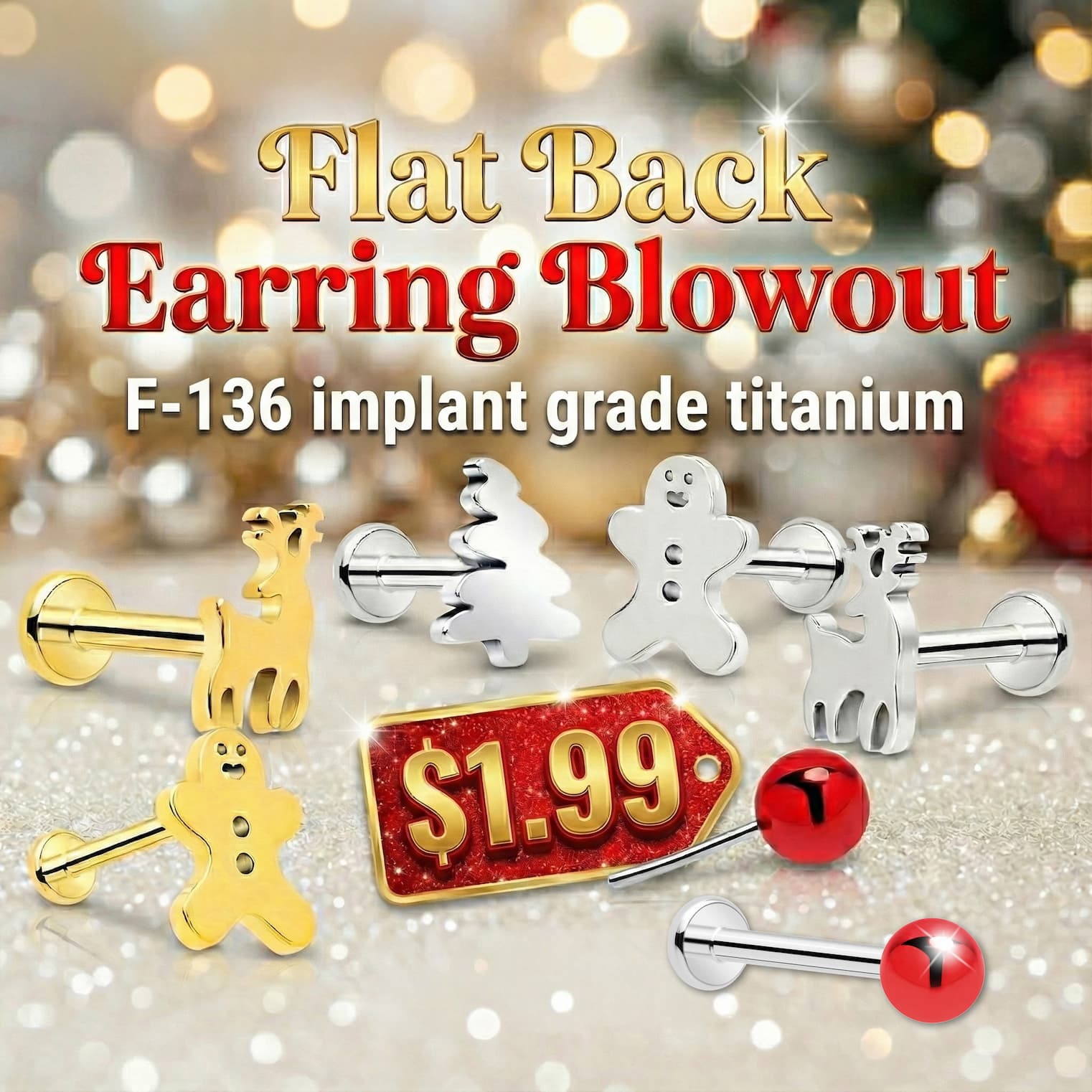 $1.99 Flat Back Earrings >