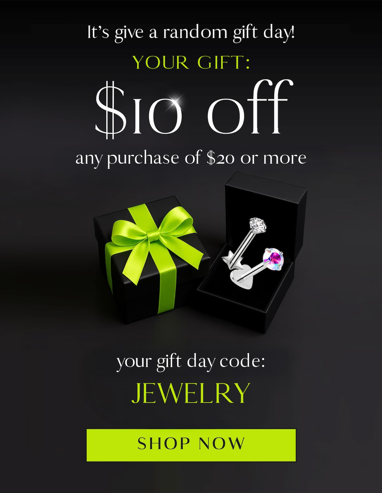 $10 off $20+ with code JEWELRY