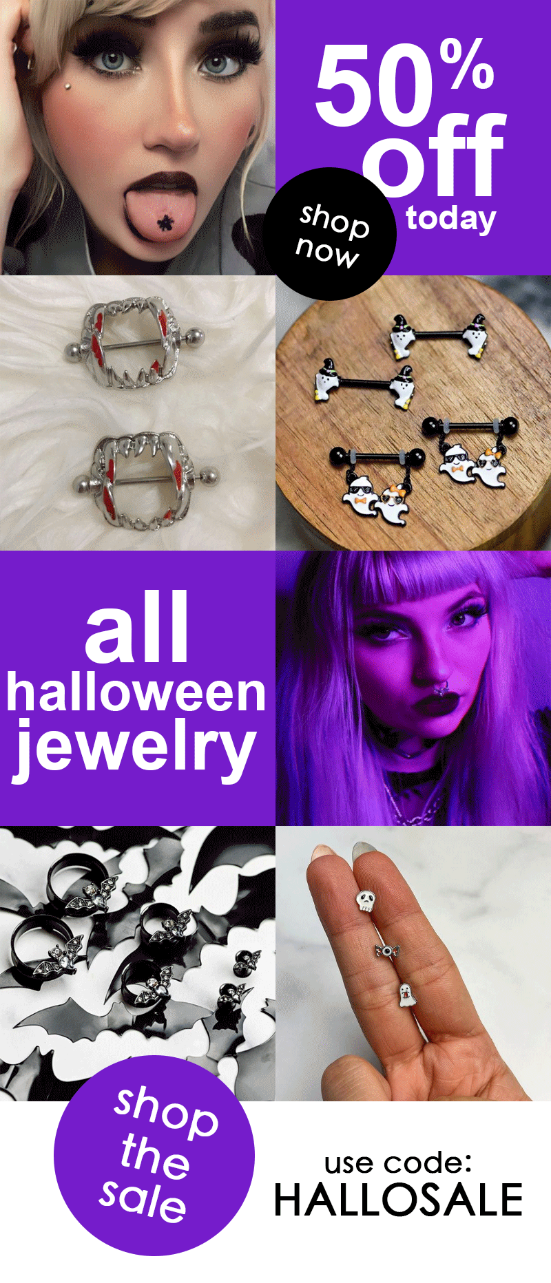 50% Off Halloween Jewelry - Use code: HALLOSALE