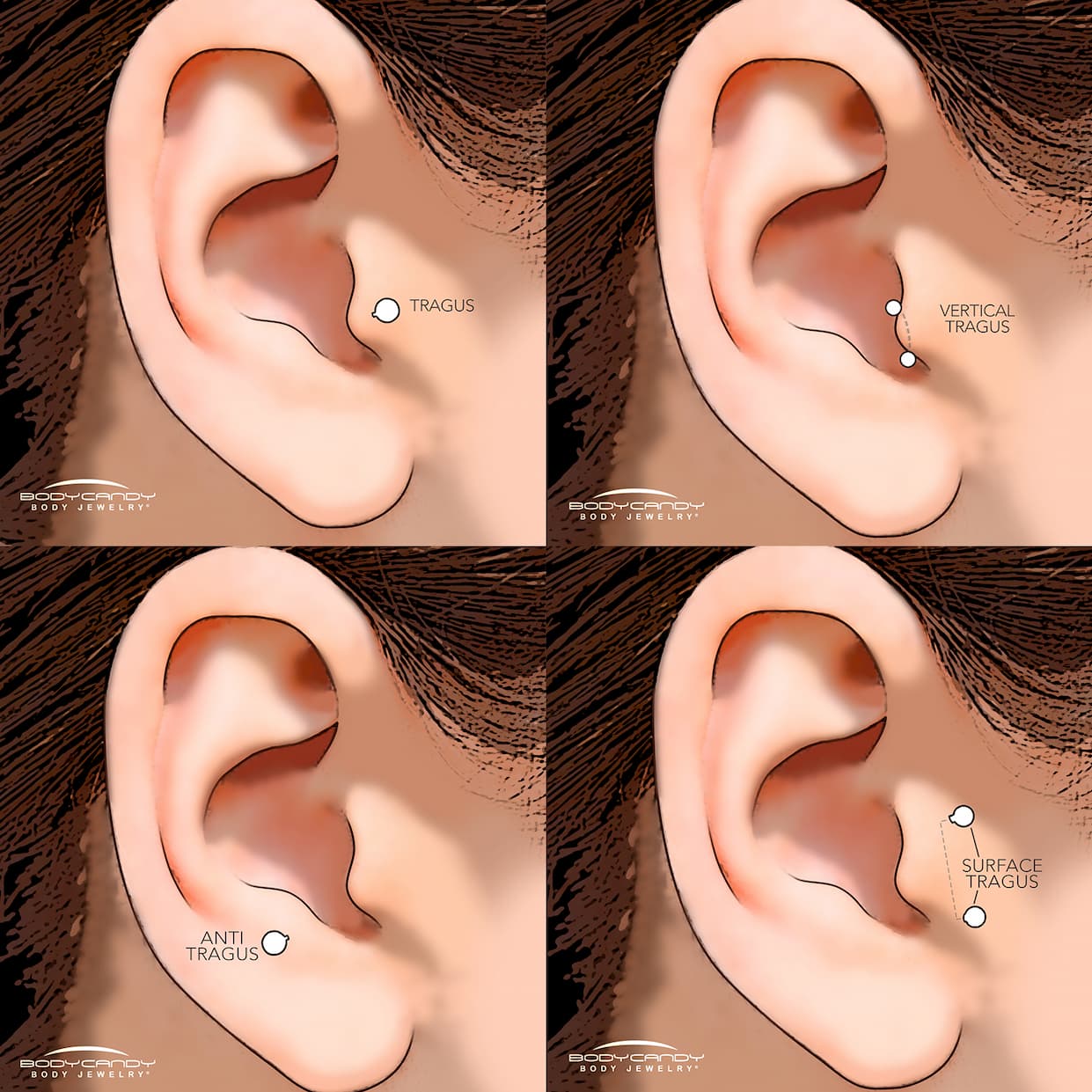 How many tragus piercings are there?