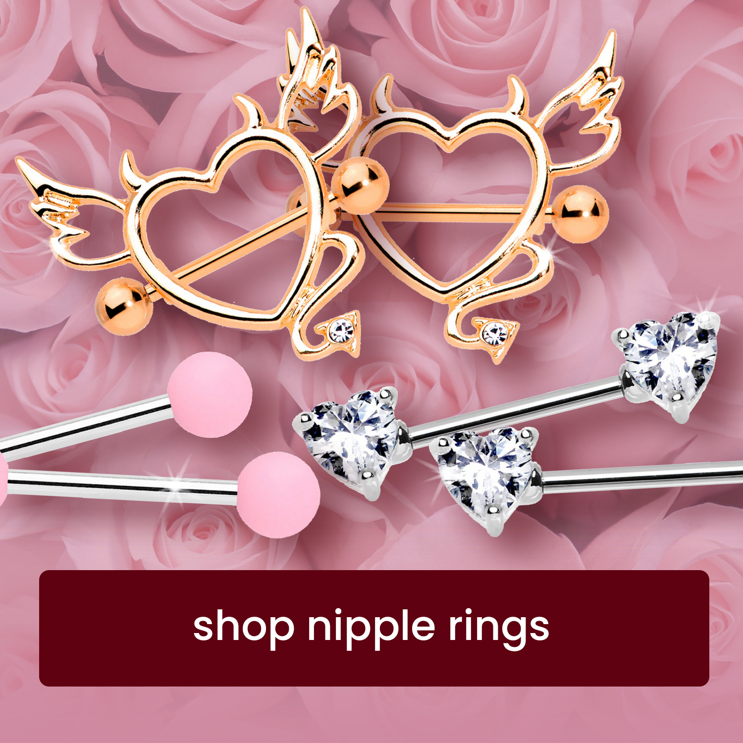 Shop valentine's nipple rings >