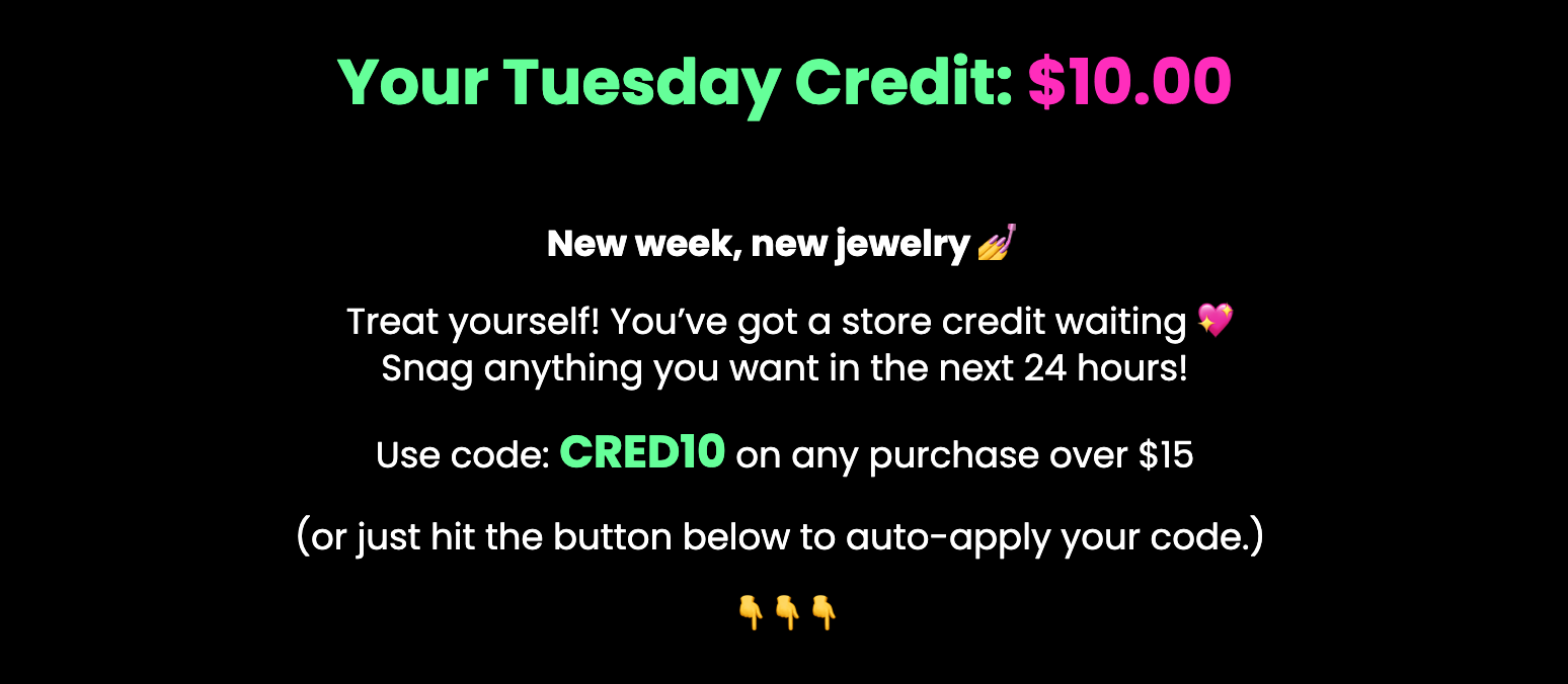 $10 off orders $15+ use code: CRED10