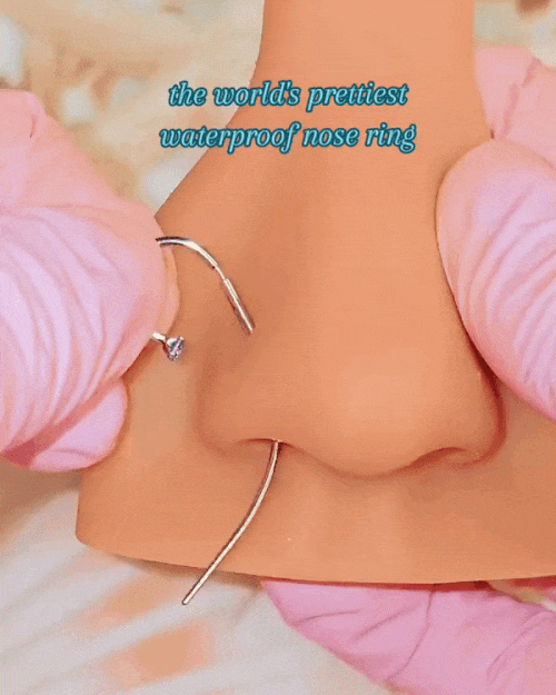 Double Gem Horseshoe Nose Ring >