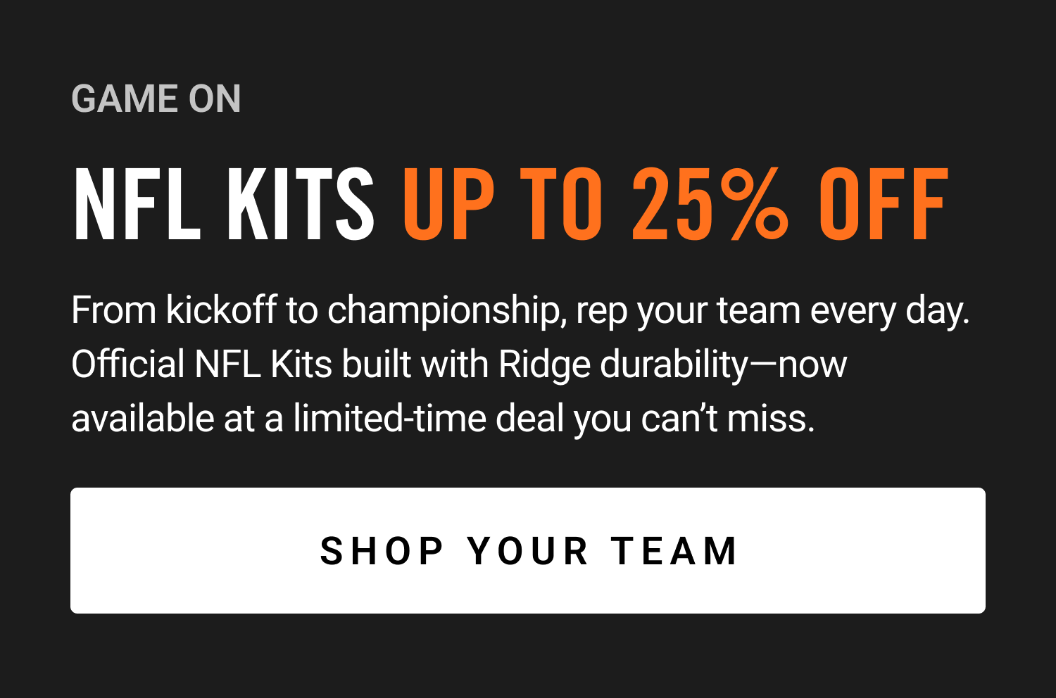 NFL Kits Up to 25% OFF