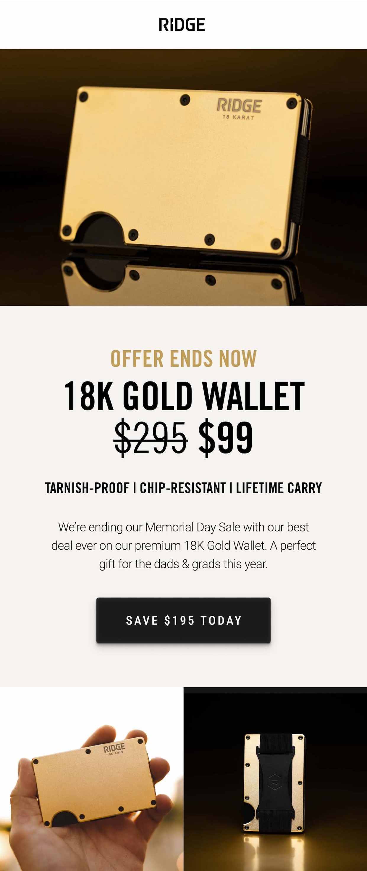 TODAY ONLY | 18K Gold Wallet $99