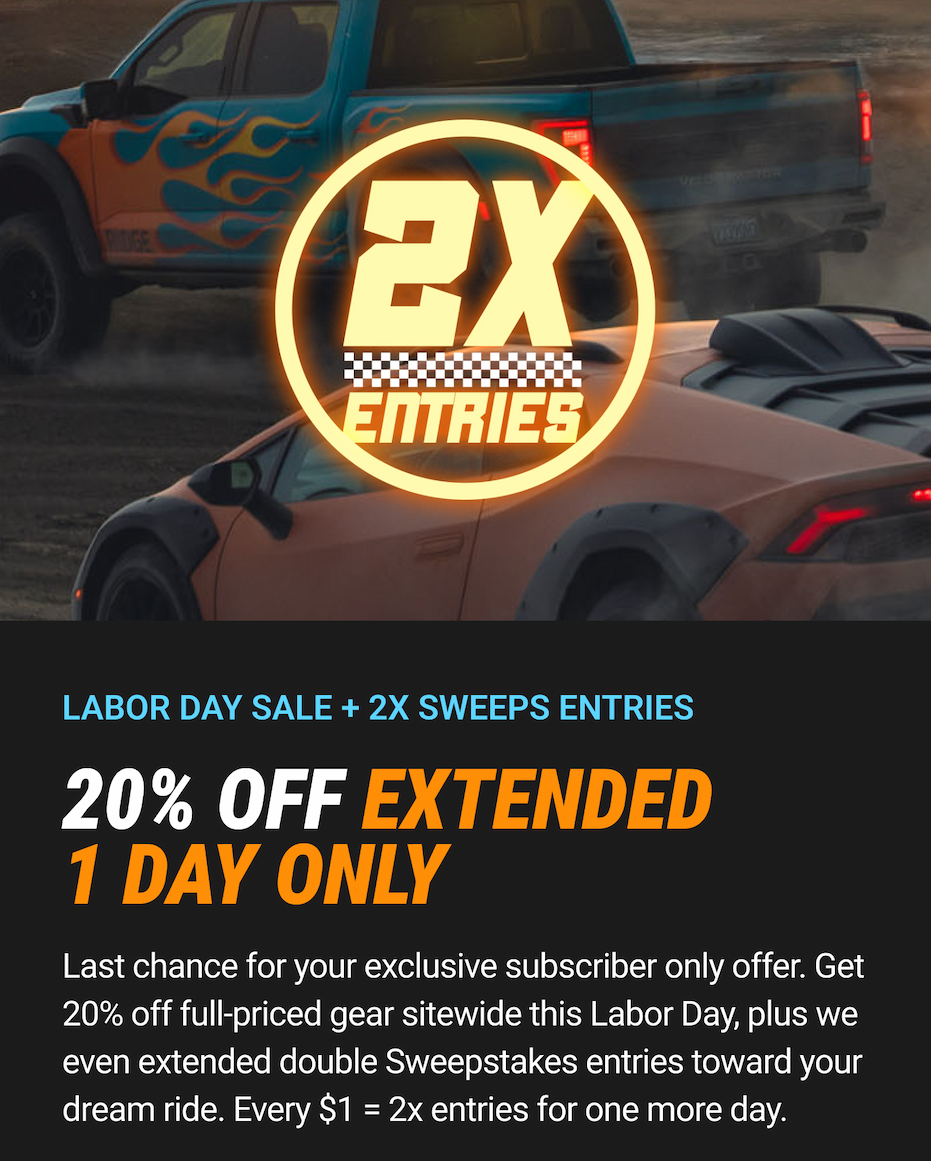 Extended: 20% OFF + 2X Sweeps Entries