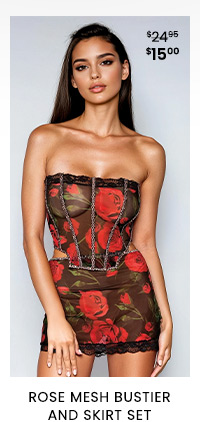 Rose Mesh Bustier Skirt Set