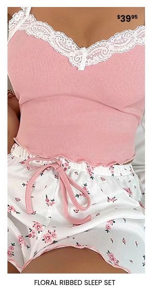 Floral Ribbed Sleep Set