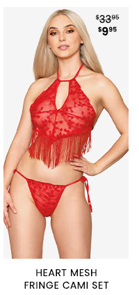 Heart Mesh Fringe Cami Set