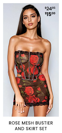 Rose Mesh Bustier and Skirt Set