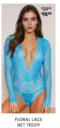 Floral Lace Net Teddy