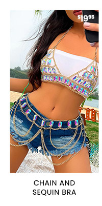 Chain and Sequin Bra