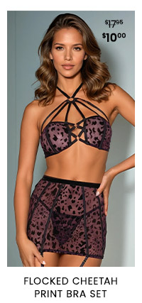 Flocked Cheetah Print Bra Set