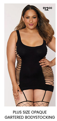 Plus Size Opaque Gartered Bodystocking