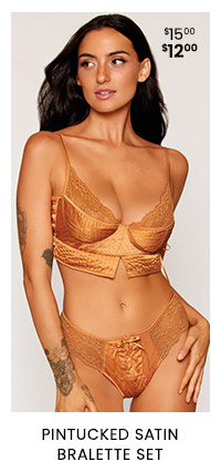 Pintucked Satin Bralette Set