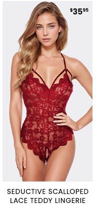Sductive Scalloped Lace Teddy Lingerie