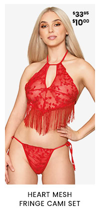 Heart Mesh Fringe Cami Set