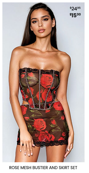 Rose Mesh Bustier and Skirt Set