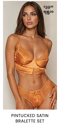 Pintucked Satin Bralette Set