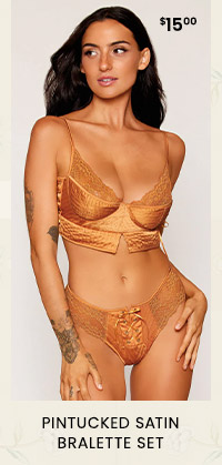 Pintucked Satin Bralette Set