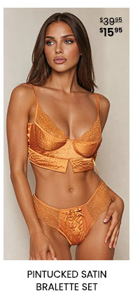 Pintucked Satin Bralette Set