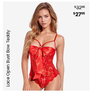 Lace Open Bust Bow Teddy