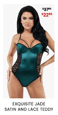 Exquisite Jade Satin and Lace Teddy