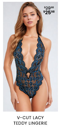 V-Cut Lacy Teddy Lingerie