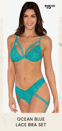 Ocean Blue Lace Bra Set
