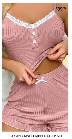 Sexy and Sweet Ribbed Sleep Set