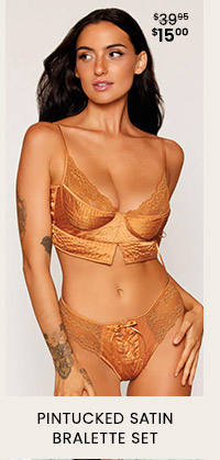 Pintucked Satin Bralette Set