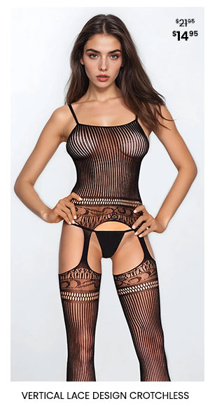 Vertical Lace Design Crotchless