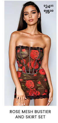 Rose Mesh Bustier and Skirt Set