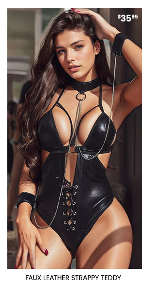 Faux Leather Strappy Teddy