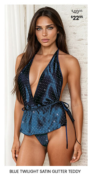 Blue Twilight Satin Glitter Teddy
