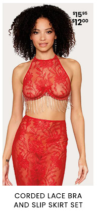 Corded Lace Bra and Slip Skirt Set