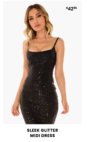 Sleek Glitter Midi Dress