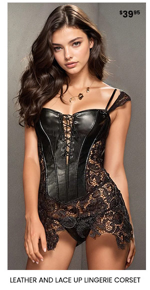 Leather and Lace Up Lingerie Corset