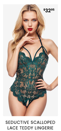 Seductive scalloped lace teddy lingerie
