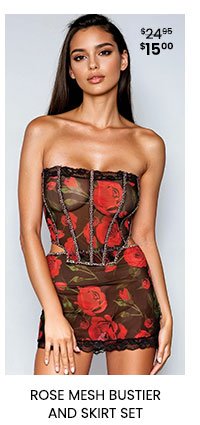 Rose Mesh Bustier and Skirt Set