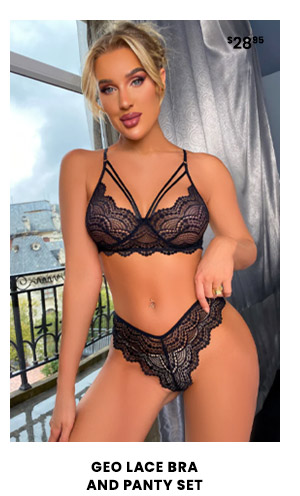 Geo Lace Bra and Panty Set