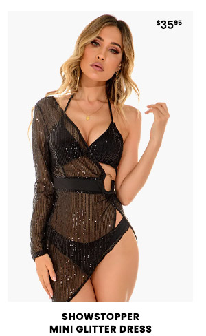 Showstopper Mini Glitter Dress