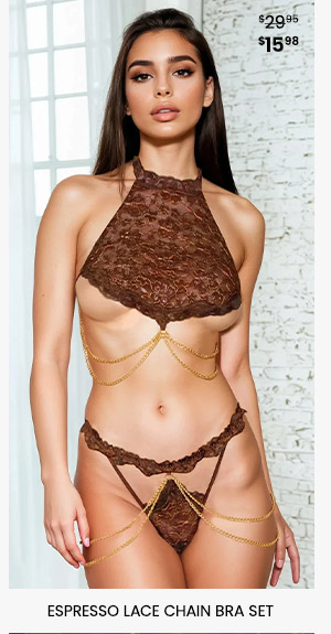 Espresso Lace Chain Bra Set