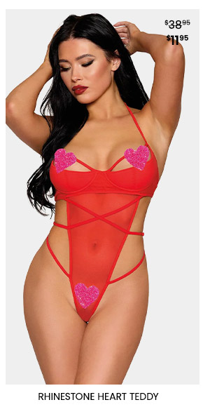 Rhinestone Heart Teddy