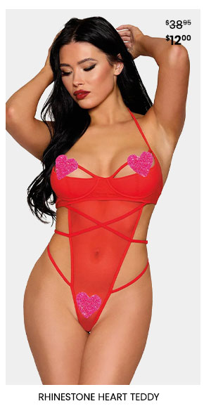 Rhinestone Heart Teddy