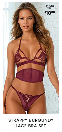 Strappy Burgundy Lace Bra Set