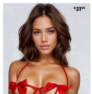 Bow Cup Bra and Chain Garter