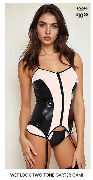 Wet Look Two Tone Garter Cami