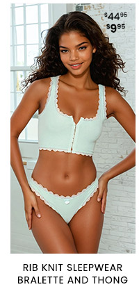 Rib Knit Sleepwear Bralette and Thong
